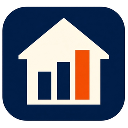 Cashington app icon: a small house with a rising bar chart inside