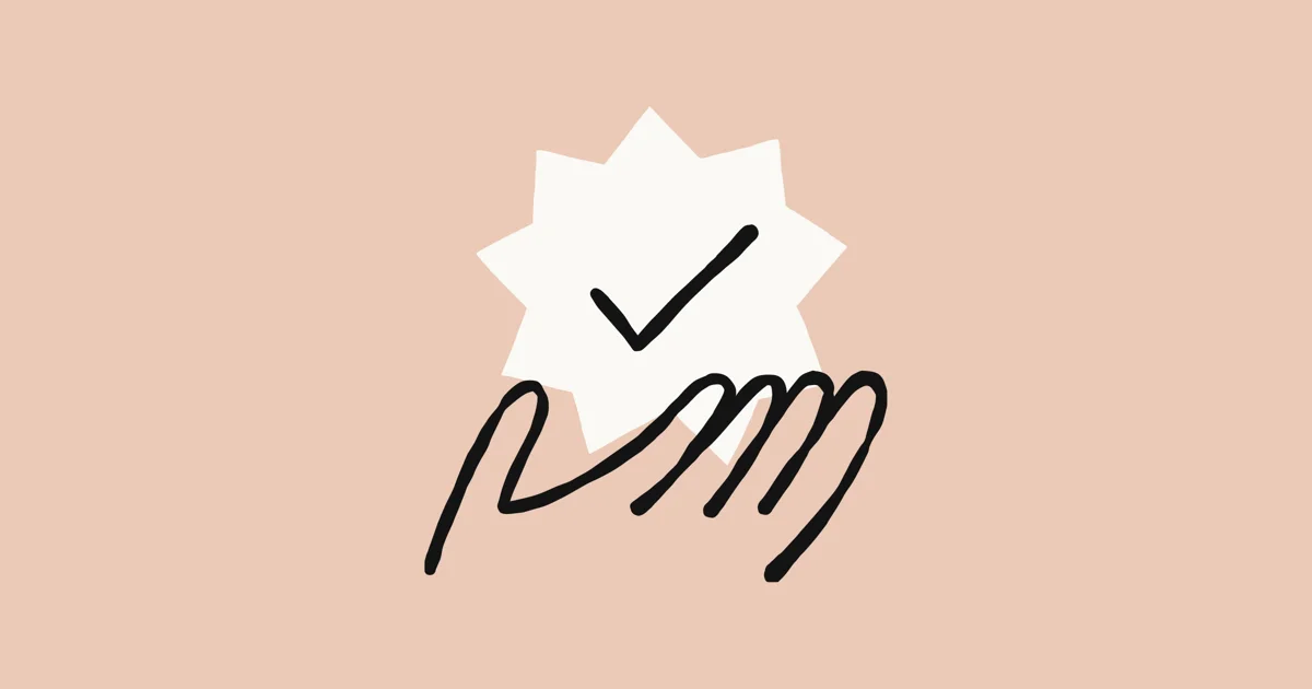 Claude illustration of a hand holding a checkmark badge